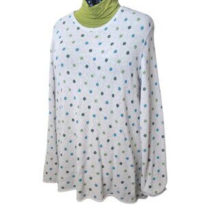Gudrun Sjödén Oversize Green/Blue Polka Dot Sweater Sz XXL